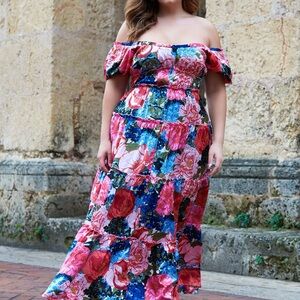 Rebdolls Floral Off-Shoulder Maxi Dress
